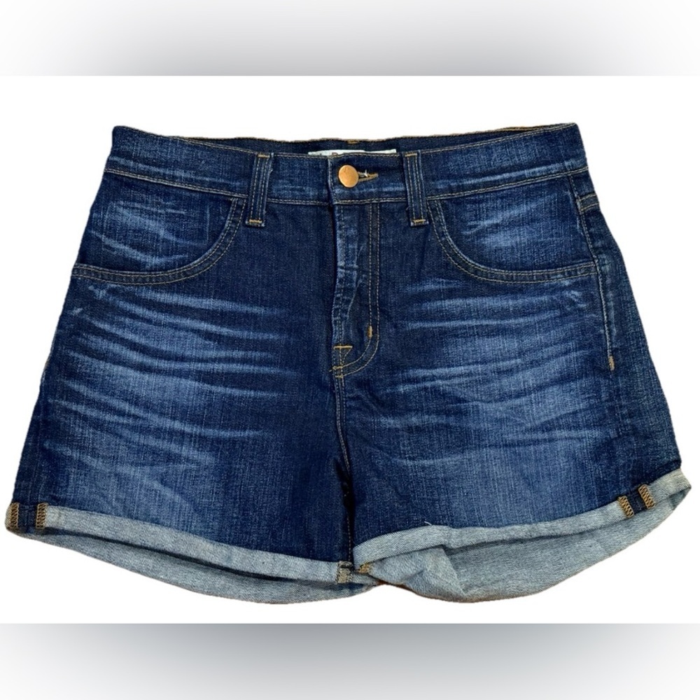 J Brand Gwen Mid Rise Denim Shorts Dark Indigo Wash 100% Cotton Size 27